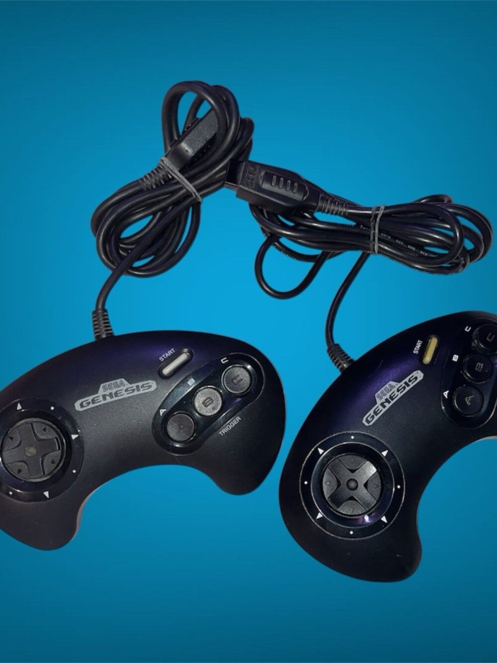 Two OEM SEGA Genesis 3-Button Controller Black Tested Authentic Working